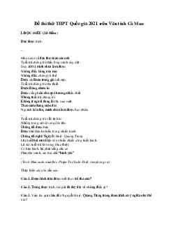 Đề thi thử THPT Quốc gia 2021 môn Ngữ Văn Sở GD&ĐT Cà Mau (có đáp án)