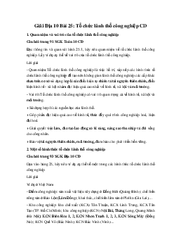 Giải Địa 10 Bài 25: Tổ chức lãnh thổ công nghiệp CD