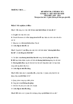Đề thi học kì 1 môn Tin học 8 năm 2023 - 2024 sách Kết nối tri thức với cuộc sống - Đề 2
