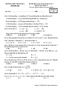 Đề thi KSCL Toán 11 lần 1 năm học 2018 – 2019 trường Tiên Du 1 – Bắc Ninh