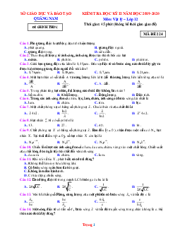 Đề thi HK2 Lý 12 Sở GD&ĐT Quảng Nam 2019-2020 có đáp án