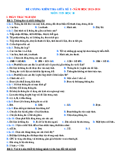 Đề cương ôn tập giữa học kì 1 môn Tin học 10 sách Kết nối tri thức với cuộc sống