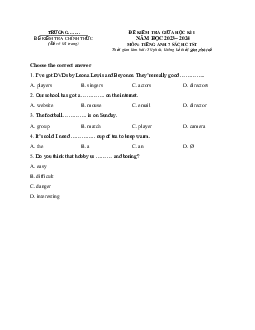 Đề thi giữa học kì 1 môn tiếng Anh lớp 7 năm 2023 - 2024 CTST Đề 3