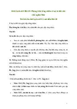 Giải Lịch sử 8 Bài 10: Phong trào công nhân và sự ra đời của chủ nghĩa Mác | Cánh diều