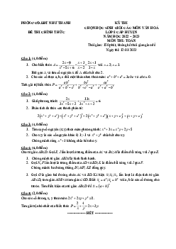 Đề học sinh giỏi Toán 8 năm 2022 – 2023 phòng GD&ĐT Như Thanh – Thanh Hoá