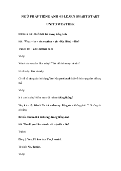 Ngữ pháp unit 3 lớp 4 Weather i Learn Smart Start