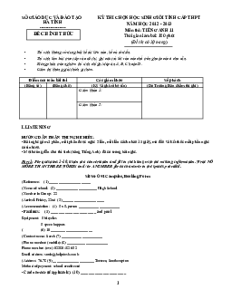 Đề Thi Chọn Học Sinh Giỏi Lớp 11 THPT Tỉnh Hà Tĩnh Năm Học 2012-2013 Môn Tiếng Anh (có đáp án)