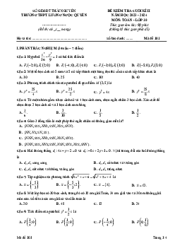 Đề thi cuối kì 2 Toán 10 năm 2023 – 2024 trường THPT Lương Ngọc Quyến – Thái Nguyên