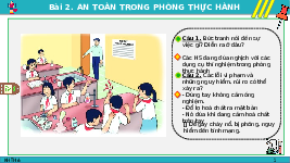 Giáo án điện tử Khoa học tự nhiên 6 bài 2 Kết nối tri thức : An toàn trong phòng thực hành