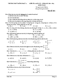 Đề cuối học kỳ 1 Toán 10 năm 2023 – 2024 trường THPT Thống Nhất A – Đồng Nai