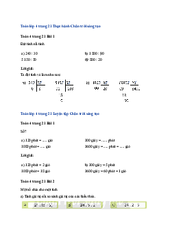 Toán lớp 4 trang 21 Bài 50: Chia hai số có tận cùng là chữ số 0 Chân trời sáng tạo