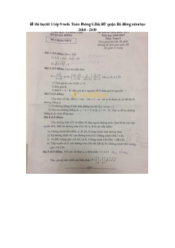 Đề thi học kì 1 lớp 9 môn Toán Phòng GD&ĐT quận Hà Đông năm học 2018 - 2019