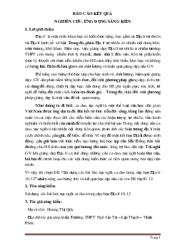 SKKN: sử dụng các bài hát, tục ngữ, ca dao trong dạy học địa lí 10,12