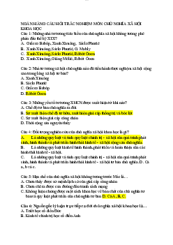 NGÂN HÀNG CÂU HỎI TRẮC NGHIỆM MÔN CHỦ NGHĨA XÃ HỘI