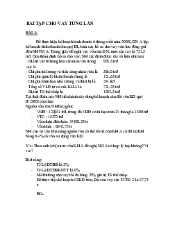 Bài tập tự luận Cho vay từng phần có lời giải