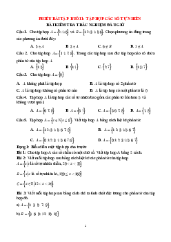 Phiếu bài tập tuần môn Toán 6