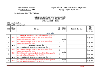 Kế hoạch giáo dục môn Sử Địa lớp 7 kết nối tri thức