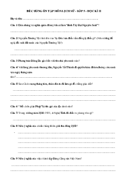 Đề cương ôn tập học kì 2 môn Lịch sử lớp 5 năm 2024