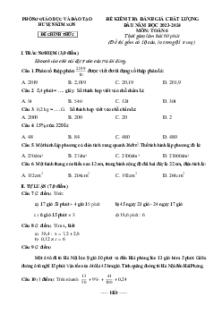 Đề kiểm tra Toán 6 đầu năm 2023 – 2024 phòng GD&ĐT Kim Sơn – Ninh Bình