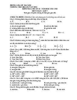 Đề giữa kỳ 2 Toán 7 năm 2021 – 2022 trường THCS Hoàng Văn Thụ – Quảng Nam