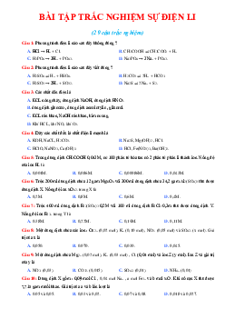 Bài tập trắc nghiệm Sự điện li Hóa 11 (có đáp án)