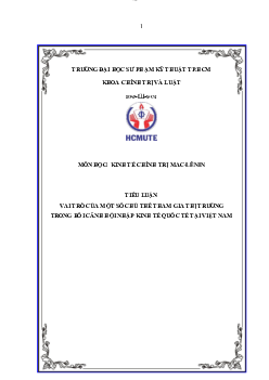 Tiểu luận Kinh tế chính trị Mác - Lenin đề tài "Vai trò của một số chủ thể tham gia thị trường trong bối cảnh hội nhập kinh tế quốc tế tại Việt Nam"