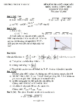 Đề thi giữa học kì 1 Toán 9 năm 2021 – 2022 trường THCS Kim Giang – Hà Nội