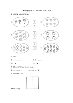 Đề ôn tập giữa học kì 1 môn Toán lớp 1 - Đề 6