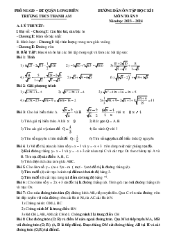 Ôn tập cuối kì 1 Toán 9 năm 2023 – 2024 trường THCS Thanh Am – Hà Nội