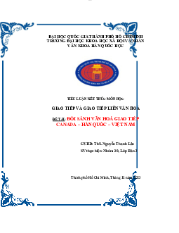 Tiểu luận cuối kì | Giao tiếp liên văn hóa | Đại học Khoa học Xã hội và Nhân văn, Đại học Quốc gia Thành phố HCM