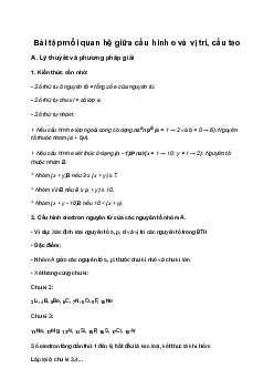 Bài tập mối quan hệ giữa cấu hình e và vị trí, cấu tạo - Kết Nối Tri Thức