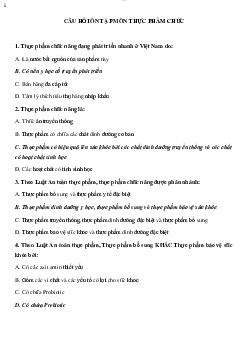 Câu hỏi trắc nghiệm môn Thực phẩm chức năng