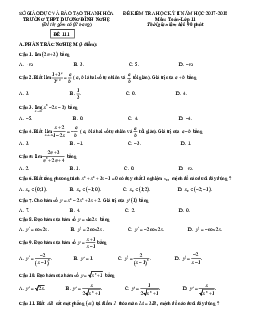 Đề thi học kỳ 2 Toán 11 năm 2017 – 2018 trường THPT Dương Đình Nghệ – Thanh Hóa