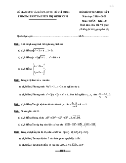 Đề thi HK1 Toán 10 năm 2019 – 2020 trường THPT Nguyễn Thị Minh Khai – TP HCM