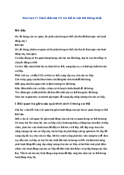 Sinh học 11 Cánh diều bài 23: Cơ thể là một thể thống nhất