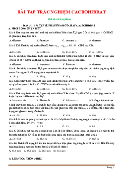 210 câu trắc nghiệm Cacbohidrat hóa học 12 (có đáp án)