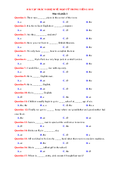 Bài tập trắc nghiệm về mạo từ trong Tiếng Anh lớp 12 (có đáp án)