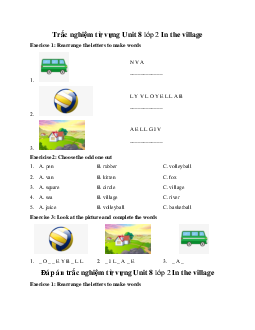 Trắc nghiệm từ vựng Unit 8 In the village | Tiếng Anh 2 Global Success