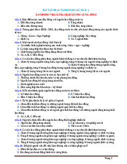 Bài tập trắc nghiệm địa lí 9 bài 4: Lao động việc làm, chất lượng cuộc sống (có đáp án)