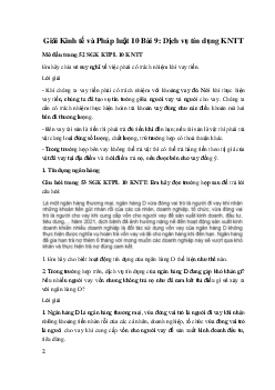 Giải Kinh tế và Pháp luật 10 Bài 9: Dịch vụ tín dụng KNTT