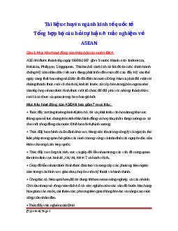 Tổng hợp bộ câu hỏi tự luận & trắc nghiệm về ASEAN (có đáp án) | Kinh tế quốc tế