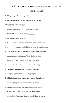 Bài tập Unit 1 lớp 6 Home i-Learn Smart World