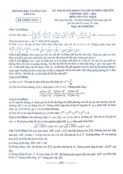 Đề tuyển sinh lớp 10 chuyên môn Toán năm 2023 – 2024 sở GD&ĐT Lào Cai
