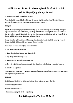 Giải Tin học 10 Bài 1: Nhóm nghề thiết kế và lập trình | Cánh diều