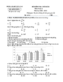 Đề cuối kì 2 Toán 6 năm 2022 – 2023 phòng GD&ĐT Quốc Oai – Hà Nội