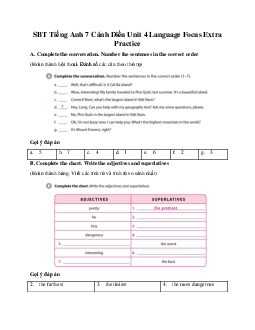 SBT Tiếng Anh 7 Cánh Diều Unit 4 Language Focus Extra Practice