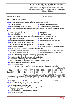 Đề thi giữa học kỳ 2 Địa 11 năm học 2020-2021 (Đề 2)