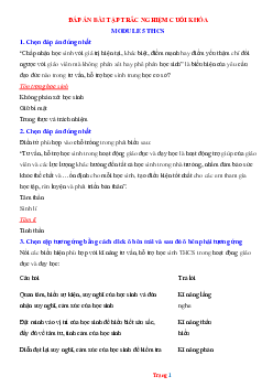 Đáp án 30 câu trắc nghiệm Mô Đun 5 cuối khóa THCS