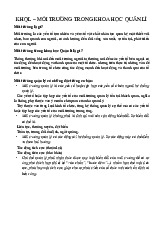 Môi trường trong khoa học quản lí | Môn Khoa học quản lý - Đại học Văn hóa Hà Nội