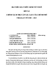 BÀI TIỂU LUẬN MÔN KINH TẾ VI MÔ ĐỀ TÀI CHÍNH SÁCH TRỢ CẤP GIÁ GẠO CỦA CHÍNH PHỦ THÁI LAN TỪ 2010 – 2013
